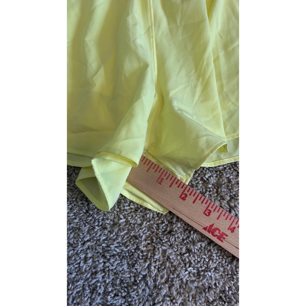 OFFLINE by Aerie Real Me Crossover Flowy Shorts Neon Yellow SZ S Athletic Tennis - Picture 5 of 6